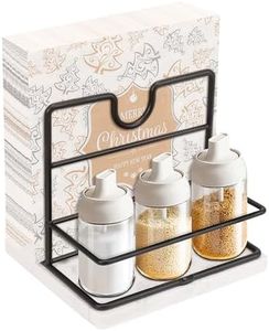 Livabber Napkin Holder, Metal Napkin Storage with Salt and Pepper Shakers Caddy Modern Napkin Dispenser for Table Kitchen Countertop, Not Including Salt and Pepper Shakers (Middle Marble, Black)