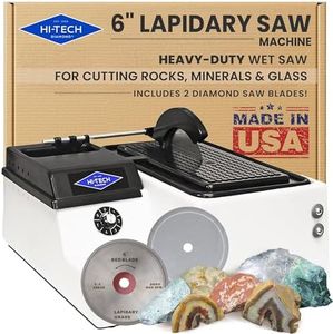 Hi-Tech Diamond 6" Lapidary Saw – Rock Saw, Lapidary Equipment, Stone and Glass Cutting, Two Diamond Blades Included, Rock Cutting Tools for Gems, Crystals, Stones and Minerals – 6 Inch, 115V Only
