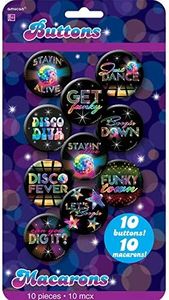 Disco Fever Button Badges 4cm Assorted Designs