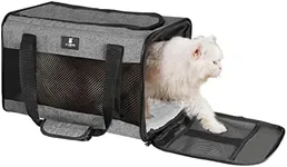 X-ZONE PET Cat Carrier Dog Carrying Case for Pets Up to 15 Lbs, Airline Approved Travel Puppy Bag, with Removable Fleece Pad 17x11x11 Inches Grey