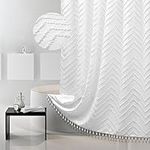 Boho Shower Curtain White Tassel Wo