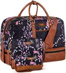 Weekender Bag Large Overnight Bag for Women Canvas Travel Duffel Bag Carry On Tote with Shoe Compartment 21" for Women & Men 3Pcs Set