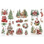 Peacoblue Rub on Transfers for Crafts 3Pcs Christmas Santa and Tree 15cmx30cm, UV DTF Waterproof Furniture Transfer for Chest of Drawer Dresser Glass Porcelain Wood Plastic