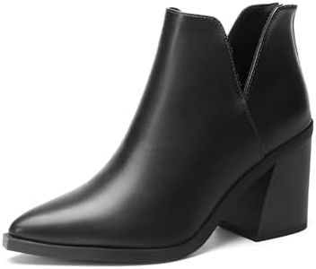 DREAM PAIRS Women's Ankle Boots Chunky Heel Pointed Toe Short Booties Shoes,Size 7.5,ALL BLACK,SDAB2401W