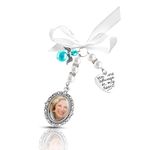 Yolev 1PCS Wedding Bouquet Photo Charms Bridal Lacy Oval Photo Charm Frame, Bride Memorial Bouquet Photo Charms You are Always in My Heart Bouquet Charms for Bridal