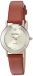 Armitron Women's 75/2447 Diamond-Accented Leather Strap Watch, Brown/Gold, 40mm