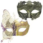 Coddsmz Couple Masquerade Mask Roman Greek Man Mask Mysterious Venetian Butterfly Lady Masquerade Halloween Party Mask Prom Ball Mask