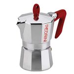 PEDRINI- Italy Aluminium Moka Pot 3 Cup Coffee Maker/Mocha Pot/Stovetop Coffee Maker; From Italy, Since 1941. (Red, 3 Cup) Now Eco Moka in Red Variant.