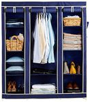 Amazon Brand - Solimo 3-Door Foldable Wardrobe,10 Racks,Blue(Plastic,Fabric),138 Centimeters,44 Cm,162 Cm