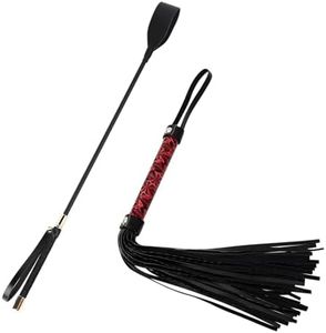 gagift world Riding Crop, Durable English Horse Crop Set for Equestrian Sports Black Faux Leather Whips for Horse Riding and Training