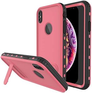 PunkCase iPhone Xr Waterproof Case, [Kickstud Series] Slim Fit Ip68 Certified [Shockproof] [Snowproof] Armor Cover W/Built-in Screen Protector + Kickstand Compatible W/Apple iPhone Xr [Pink]