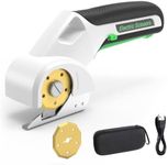 EXPEDMAN 2026 New 4V Cardboard Cutter, Box Cutter with 2 Titanium Metal Blade Accessories, Safety Lock Cordless Electric Cutting Tools, Rotary Cutter for Cardboard, Gifts for Men&Women - Fog White