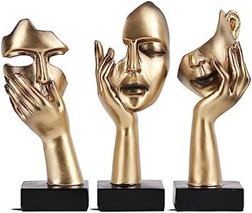 oliruim Lot de 3 Statues de penseur, Sculpture d'art Abstraite dorée et Noire, décoration de Bureau, Cadeau de Noël, Nouvel an (3 pièces dorées)