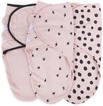 Adjustable Swaddle Blanket Infant Baby Wrap Set 3 Pack, for Baby Girl by Ely's & Co. (Blush Pink, 0-3 Months)