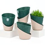 Eha Earth Friendly EcoBloom Small Self Watering Pots for Plants | 4 Inch, Pack of 4 |Bamboo Based and UV Protected Planters | Pots for Indoor Plants | for Home Decor, Outdoor, Balcony & Garden | Fern