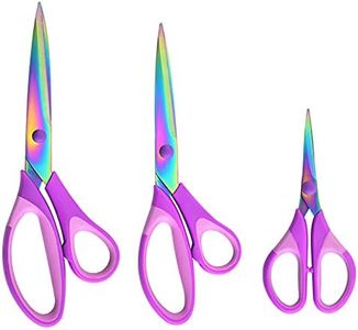 Craft Scissors Set of 3 Pack, All Purpose Sharp Titanium Blades Shears, Comfort Grip Handle, Multipurpose Fabric Scissors Tool Great for Adults, Office, Sewing, School and Home Supplies, Purple