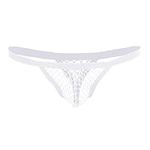 iEFiEL Men's Sexy Transparent Fishnet Thong Low Rise See Through Bikini Underwear White XXL