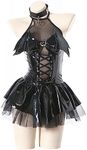 mzenuop Cosplay Lingerie For Women Cute Anime Lingerie Strap-On Bat Imp See-Through Skirt Set, Black, Small-Medium