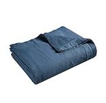 LANE LINEN 100% Tencel Blanket, 2 Pack Soft Throw Blanket for Couch, Bed Throws, Lightweight, Premium Fall Throw Blanket for All Seasons, Warm Thermal Blanket, Large Blanket, 50'x70' - Navy