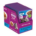 Whiskas Adult (1+ year) Wet Cat Food Food, Tuna in Jelly, 12 Pouches (12 x 85g)