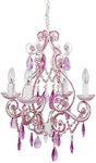 Tadpoles Mini 4-Bulb Vintage Chandelier - Pink Sapphire | 14" x 14" x 17" | Plug-In or Hardwired | Uses Four 25-Watt E12 Candelabra Bulbs | Faux Crystal Chandelier with Acrylic & Glass Beads