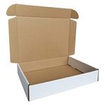 CH-BOX Corrugated Mailers, Cardboard Shipping Boxes, Inner Size 11 1/8" x 8 5/8" x 2", Oyster White, Pack of 25