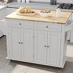 Rolling Kitchen Island with Drop Le