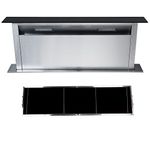 Cookology Downdraft Cooker Hood, Built-into Island Worktop Extractor Fan & Recirculating Carbon Filter (90cm, Stainless Steel)