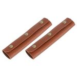 uxcell 2Pcs Handbag Handle Wrap Covers, PU Leather 3 Clasps Luggage Grip Protector for Suitcases, Shopping Bag (13x9cm, Dark Brown)