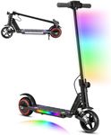 scoot4kids Kids Electric Scooter, Ages 6-12,130W Motor, 14 km/h Max Speed, 8 km Range, Colorful LED Lights, Foldable Design, Safe E-Scooter for Boys and Girls, Gift for Children and Teens (Black)