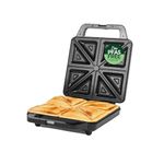 Salter Sandwich Toaster – Non-Stick Deep Fill Toastie Maker, Cook 4 Toasted Sandwiches, 30% Bigger Toasties, Extra Thick 4 Slice Grill Press, Automatic Temperature Control, Easy Clean, 1600W