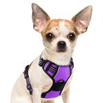 Eagloo Dog Harness No Pull, Walking Pet Harness with 2 Metal Rings and Handle, Adjustable Reflective Breathable Oxford Soft Vest Easy Control Harness for Small Medium Large Dogs, Purple, S