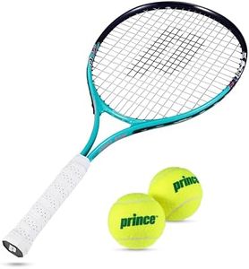 Prince - Tennis Racket Junior with Cover, Lightweight Youth Tennis Racquet Set with 2 Tennis Balls, Balanced Frame, Comfort Grip Handle for Kids & Beginners (25 Inch, Teal)