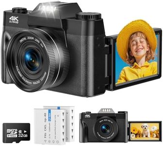 4K Digital Camera - 56MP AutoFocus with 16X Digital Zoom Vlogging Camera for YouTube - 3.0 Inch 180° Rotation Flip Screen Compact Camera for Beginners Adults with 32GB Micro SD Card & 2 Batteries