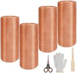 CONEHOY 4 Rolls 8" x 50 ft Copper Mesh Rustproof Rodent Control Copper Wool Pure Wire Mesh for Fill Fabric Hole Control Gap Slugs DIY Hole Filler Bat Snail Bird Pest Rodent Blocker Blocking Gardening