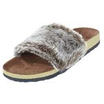 Autumn Faith Ladies Sliders Luxury Faux Fur Upper Womens Open Toe Slippers Gold Glitter Moulded Insoles Non-Slip EVA Sole Mink 7-8 UK