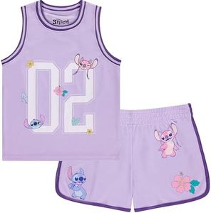 DISNEY Girls Lilo and Stitch Basketball Jersey Shirt and Shorts Set- Big Girls Sizes 7-16