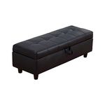 HOMECREST 46" Storage Ottoman Stool Bench in PU Leather for Bed End or Hallway Couch Bench 2 Seater Sofa pouffe Puffy Footstool for livingroom badroom (Black)