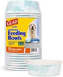 Glad Pets Disposable Small Dog Bowls, Teal Pattern, 1.75 Cup Feeding Size, 25 Count - Leakproof and Dishwasher Safe