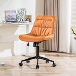 Kidol & Shellder Armless Desk Chair Comfy Office Chair Ergonomic Swivel Chair Home Office Desk Chairs with Wheels Rolling Task Computer Chair Makeup Vanity Chair with Back for Bedroom(Matte Orange)