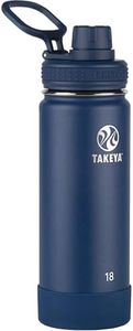 Takeya Actives Water Bottle with Spout Lid - Bottle with Double Stainless Steel Insulation - Dishwasher Safe & BPA-Free - Bottle with Spout Lid & Removable Bumper - 18 oz, Midnight Blue