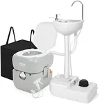 YITAHOME Portable Sink and Portable Toilet, 17 L Hand Washing Station & 5.8 Gallon Portable Toilet With Hand Sprayer, Level Indicator and Rotatable Spout for Camping, Outdoor, Indoor, RV Travel, Boat