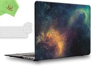 UESWILL 2in1 Air 13 inch Galaxy Pattern Hard Shell Case Cover Compatible with MacBook Air 13 inch (Model:A1369/ A1466) + EU/UK Version Keyboard Cover + Microfibre Cleaning Cloth,Nebula/Green