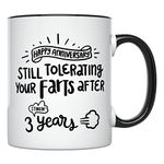 YouNique Designs 3 Year Anniversary Mug, 11 Ounces, 3rd Anniversary Coffee Mug for Him, 3 Years Anniversary Cup for Boyfriend, 3rd Wedding Anniversary Mug for Husband, Third Anniversary (Black Handle)