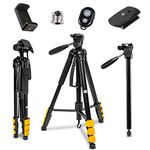 KODAK PhotoGear 2-in-1 Tripod & Monopod with Remote | Lightweight 70” 4-Section Flip-Lock, Converts to 64.5” Monopod | QuickRelease Plates 3-Way Swivel Head Bubble Level Bonus Tripod E-Guide & Case