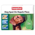 Beaphar, Dog Spot-On Repels Fleas, Plant-Based Parasite Protection, Contains Natural Herbal Extract Margosa, Up to 12 Weeks Protection, 6 Pipettes