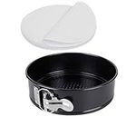 7 Inch Springform pan, Happybase Non-Stick Cheesecake Pan with Removable Bottom/Leakproof Cake Pan Bakeware with 50 Pcs Parchment Paper Liners