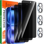 IMBZBK 3 Pack Privacy Screen Protector for iPhone 16 Plus Tempered Glass Accessories 3 Pack Camera Lens Protector, Case Friendly Anti Spy Screen Cover Film for Apple 16 Plus, Full Coverage