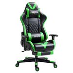 Mondschein Gaming Chair Office Chair with Massage Reclining Computer Chair with Footrest High Back Ergonomic Desk Chair Leather Racing Gamer Chair Adjustable Armrest Headrest (Green)