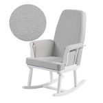 KUB® Haldon Nursing Rocking Chair (White&Grey Chevron) - Padded Cushions with Storage Pocket, Smooth Rocking Motion, Easy to Assemble, Solid Hardwood Base (Grey Chevron)